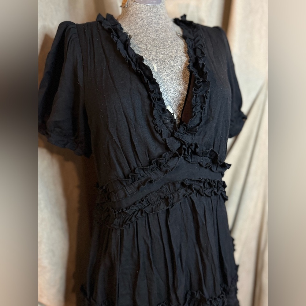 Trixxi Black Mini Dress with Ruffle Accents Size L - Picture 4 of 10